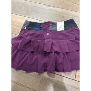 Lululemon Pace Setter Skirt Plum Pow Stripe Size 4